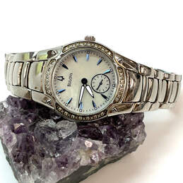 Designer Bulova C875481 Silver-Tone Stainless Steel Round Analog Wristwatch