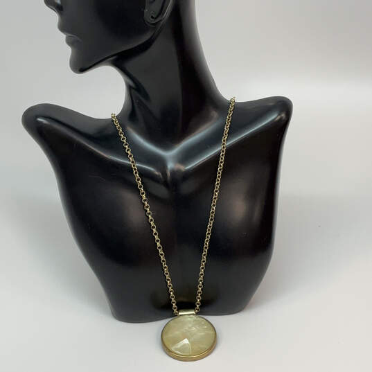 Designer Lucky Brand Gold-Tone Link Chain Round Shape Pendant Necklace image number 1