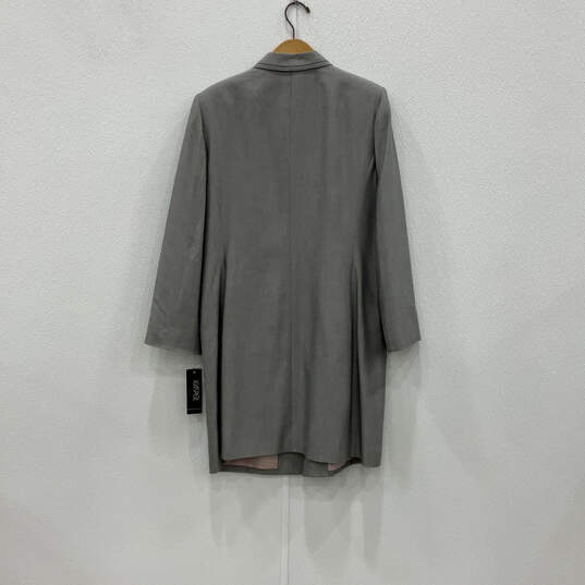 NWT Womens Gray Long Sleeve Collared Pockets Button Front Trench Coat Sz 16 image number 2