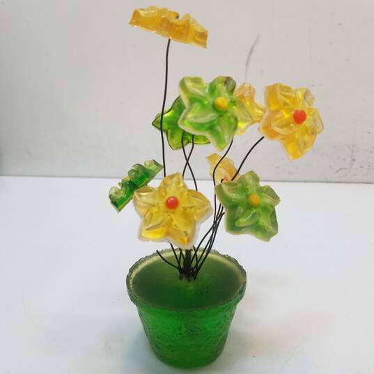 2  Lucite Wired Floral Sculptures  Vintage Acrylic Possible Flowers image number 2