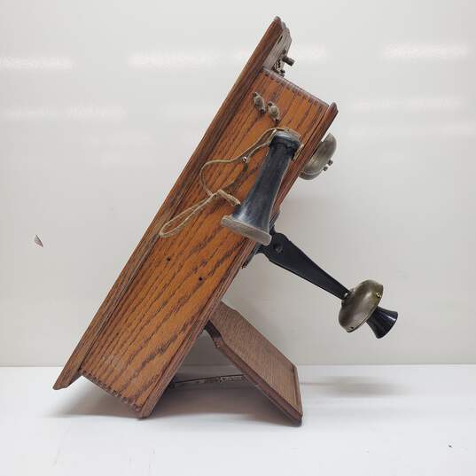 Antique 1900's Swedish American Phone Oak Wood Wall Crank Telephone UNTESTED image number 4