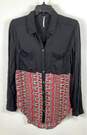 Free People Women Red Printed Button Up Blouse M image number 1