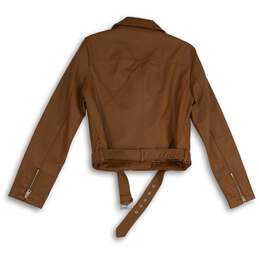 Levi Strauss & Co. Womens Brown Long Sleeve Belted Full-Zip Motorcycle Jacket M alternative image