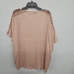 Pink Pleated Scoop Neck Butterfly Sleeve Blouse alternative image