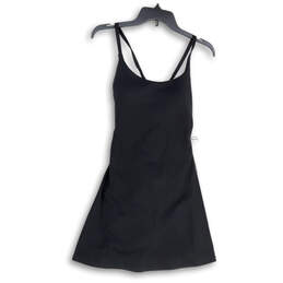 NWT Womens Black Sporty Scoop Neck Sleeveless Back Cross Mini Dress Size M