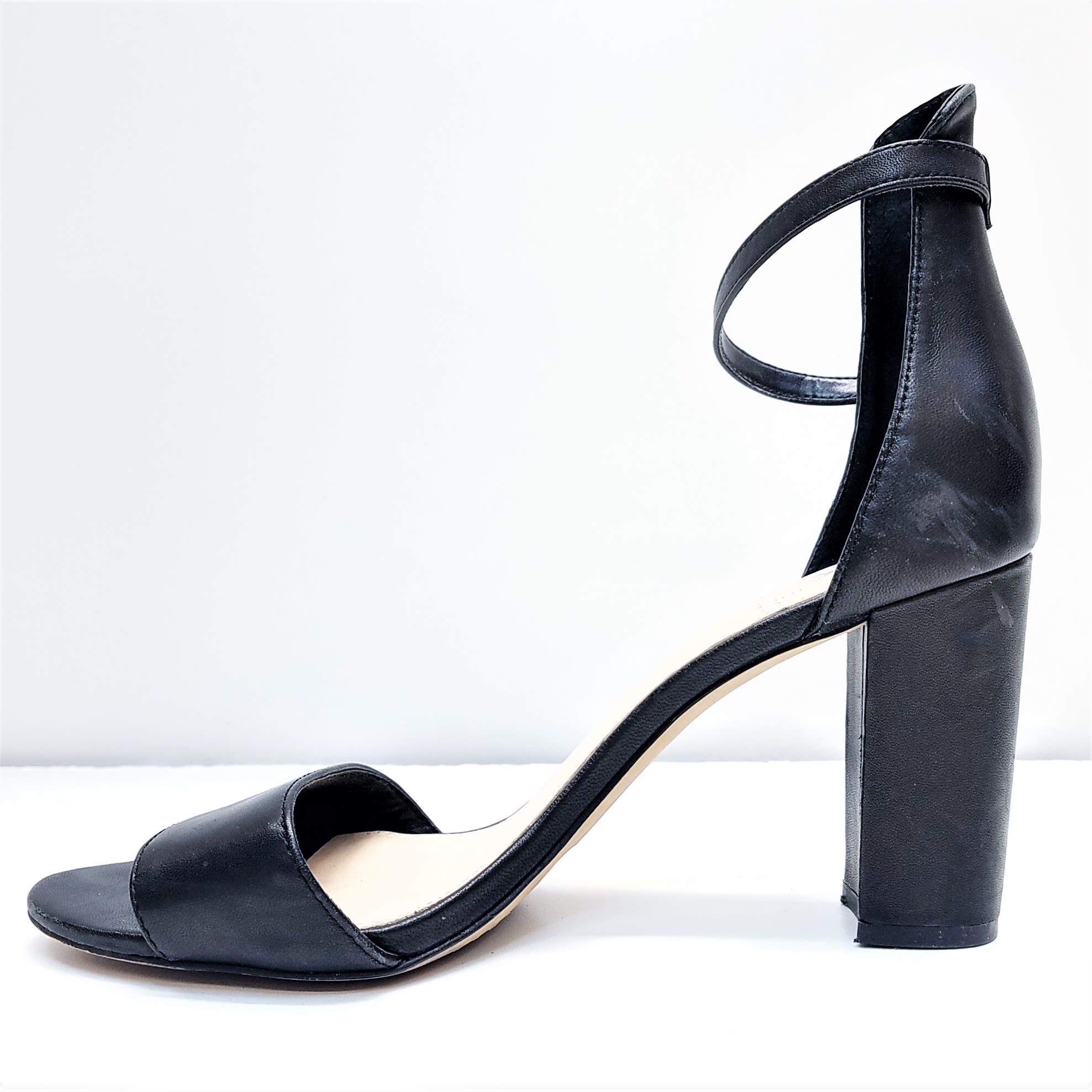 Black Patent Patent Ankle Strap Heeled Sandals - CHARLES & KEITH IN