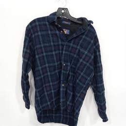 Pendleton Men's Mackenzie Tartan Blue Plaid Wool Flannel Button Up Shirt Size  L