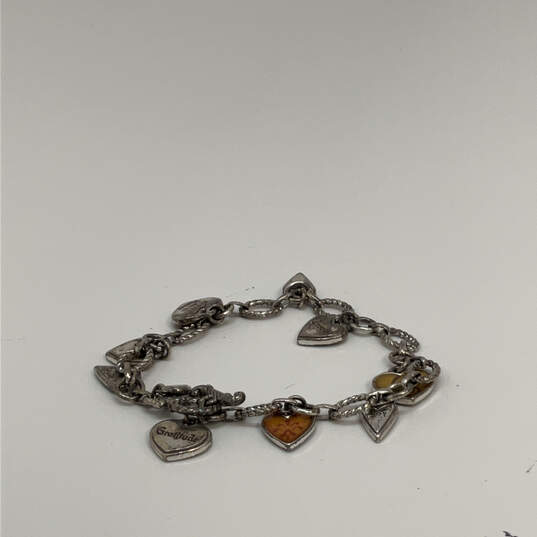 Designer Brighton Silver-Tone Yellow Dangle Enamel Heart Charm Bracelet image number 2
