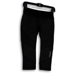 Womens Black Flat Front Elastic Waist Pull-On Capri Leggings Size S