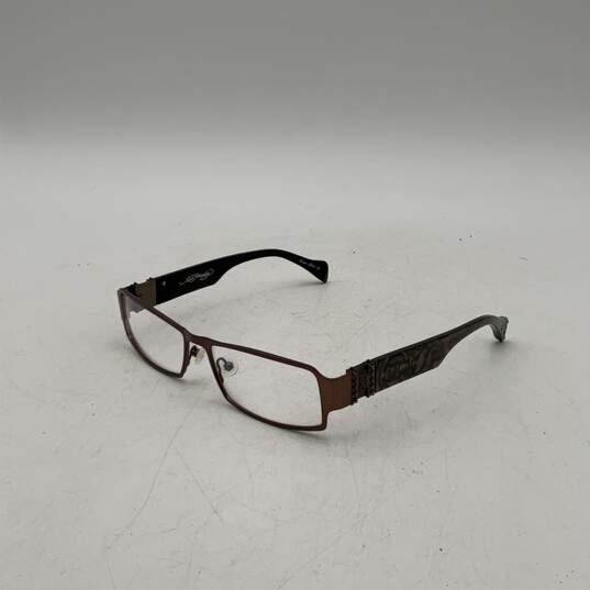 Unisex Brown Blue Light Tattoo UV400 Protection Rectangle Reading Glasses image number 2