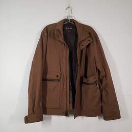 Mens Long Sleeve Pocket Full-Zip Mid-Length Windbreaker Jacket Size Large