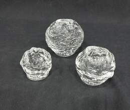 Vintage Trio of Kosta Boda Crystal Snowball Candle Holders