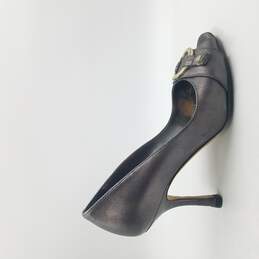 Christian Dior Peep Toe Pump Women's Sz 5 Metallic Pewter