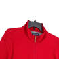 Mens Red Mock Neck Side Slit 1/4 Zip Long Sleeve Pullover Sweatshirt Size L image number 3