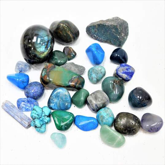 Various Crystals Stones Blue Green Tones Turquoise Labradorite Egg Lapis Lazuli image number 1