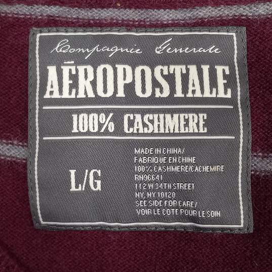 Men's Aeropostale Maroon & Grey Striped Cashmere Pullover Size L image number 4