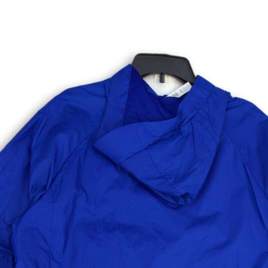 Adidas Mens Blue Athletics ID Woven 1/4 Zip Hooded Anorak Jacket Size XL image number 4
