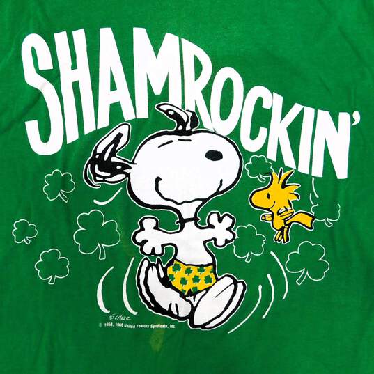 Vintage Artex Snoopy Peanuts St. Patrick's Day T-Shirt Size Unisex Medium image number 2