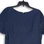 Womens Blue Striped Back-Zip Round Neck Ruffle Mini Dress Size 14 image number 4
