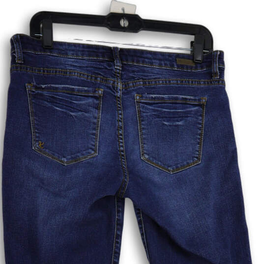 Womens Blue Denim Medium Wash 5-Pocket Design Distressed Skinny Jeans Sz 6 image number 4