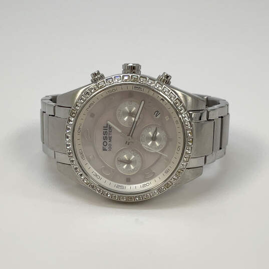 Designer Fossil CH2542 Silver-Tone Chronograph Bling Rhinestone Wrist Watch image number 1