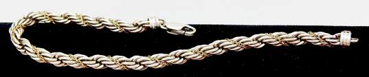 Artisan Sterling Silver & 14K Yellow Gold Accented Chunky Twisted Rope Chain Bracelet 14.7g image number 1