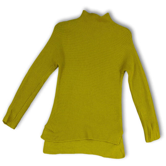 Womens Yellow Long Sleeve Mock Neck Knitted Pullover Sweater Size S image number 1