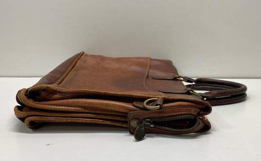 Unbranded Brown Leather Messenger Bag image number 3