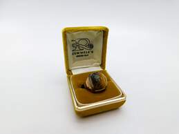 Antique 10K Yellow Gold Carved Tigers Eye Roman Soldier Cameo Men's Ring 4.8g alternative image