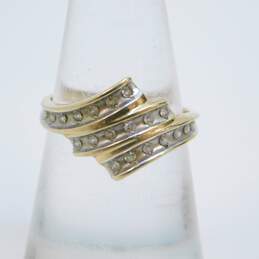 10K Yellow Gold 0.20 CTTW Round Diamond Bypass Band Ring 2.6g