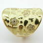 Lauren G Adams Goldtone Cubic Zirconia Accented Flowers Yellow Enamel Saddle Band Ring 14.8g image number 5