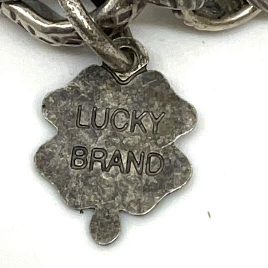 Designer Lucky Brand Two-Tone Leather Strand Hook Clasp Pendant Necklace image number 3