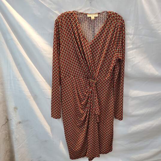 Michael Kors Chain Print Long Sleeve Dress Women's Size L image number 1