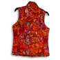 Womens Multicolor Floral Sleeveless Mock Neck Full-Zip Puffer Vest Size XS image number 2