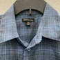 Mens Blue Gray Plaid Spread Collar Short Sleeve Button Up Shirt Size Small image number 3
