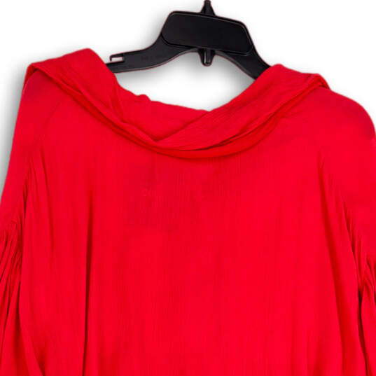 NWT Womens Red Ruffle Long Sleeve Relaxed Fit Button-Up Shirt Size 1X image number 4