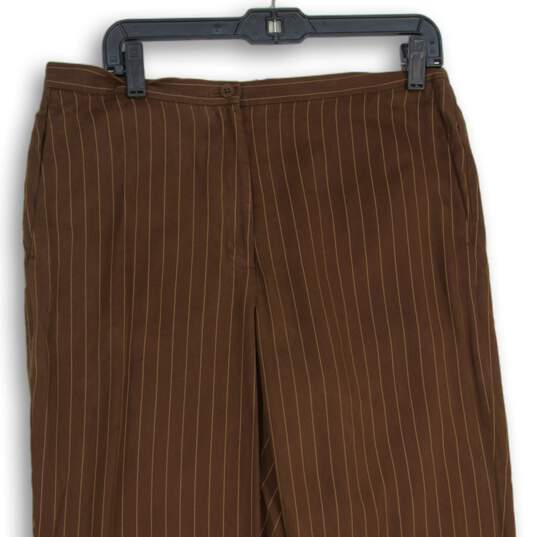 Ralph Lauren Womens Brown Striped Flat Front Straight Leg Ankle Pants Size 14 image number 3