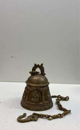 Southeast Asia Brass Gold Tone Temple Hanging Bell with Chain