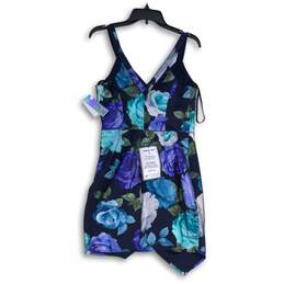 NWT BCX Dress Womens Blue V-Neck Sleeveless Back Zip Mini Dress Size 9 alternative image