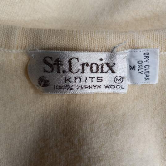 St. Croix Women's Cream V-Neck Wool Sweater Size M image number 4