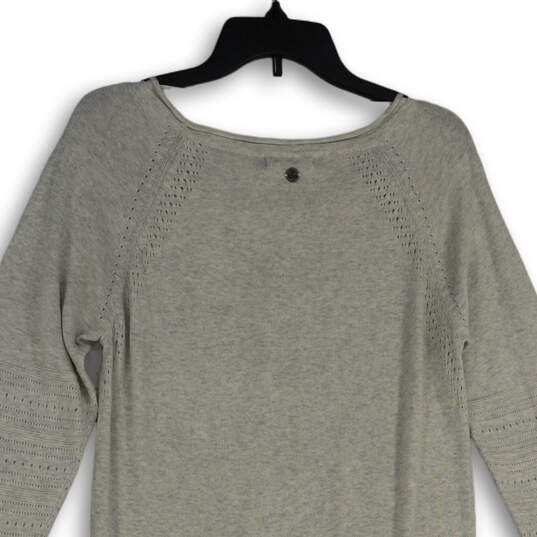 NWT Womens Gray Knitted Long Sleeve Tie Waist Sweater Dress Size Medium image number 4