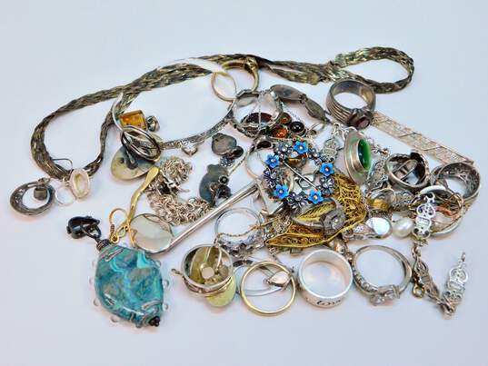 925 Silver SCRAP Jewelry & Stones 188.6g image number 1