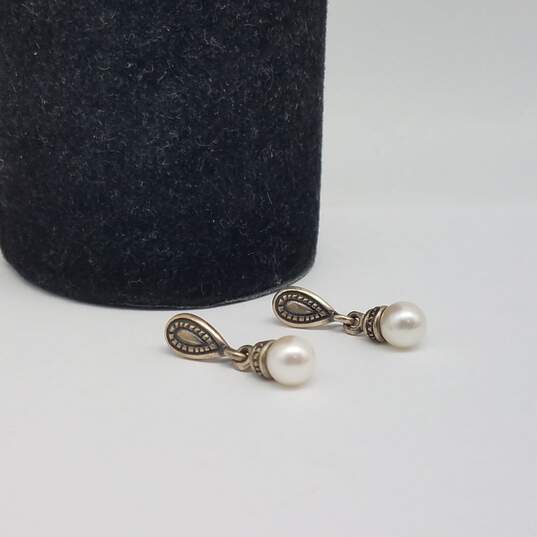 Avery Sterling Silver Fw Pearl 22.3mm Drop Earrings 3.1g image number 2
