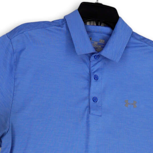 Mens Blue Regular Fit Short Sleeve Collared Pullover Polo Shirt Size L image number 3