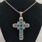 Sterling Silver CZ Cross Pendant 30 inch Necklace 24.4g image number 1