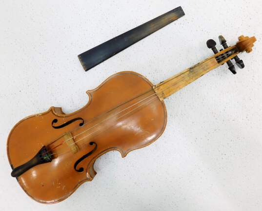 VNTG Unbranded Czechoslovakian 1/4 Size Violin w/ Case and Bow (P&R) image number 12