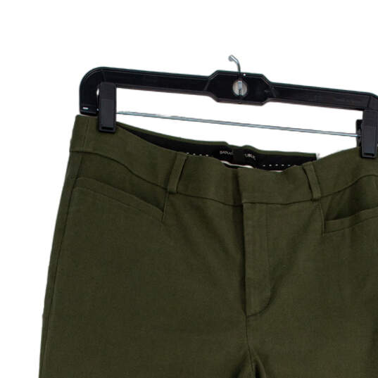 Womens Green Flat Front Welt Pocket Straight Leg Dress Pants Size 4 image number 2