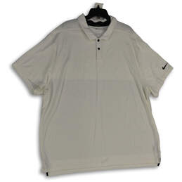 Mens White Dri-Fit Spread Collar Short Sleeve Polo Shirt Size 4XL