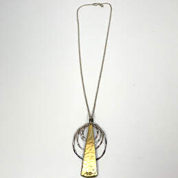 Designer RLM Studio 925 Two-Tone Chain Hammered Rings Pendant Necklace alternative image