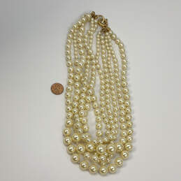 Designer J. Crew Gold-Tone Multi Strand White Pearl Toggle Beaded Necklace alternative image